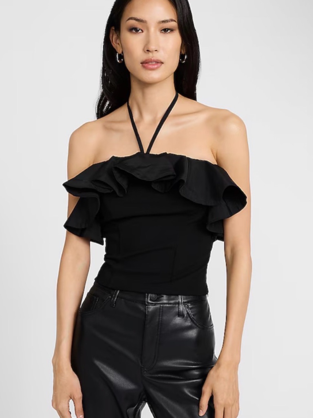 EXPRESS Black Ruffle Halter Women's Top NWT! 🖤